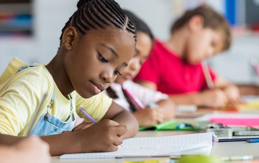 School kids in classroom